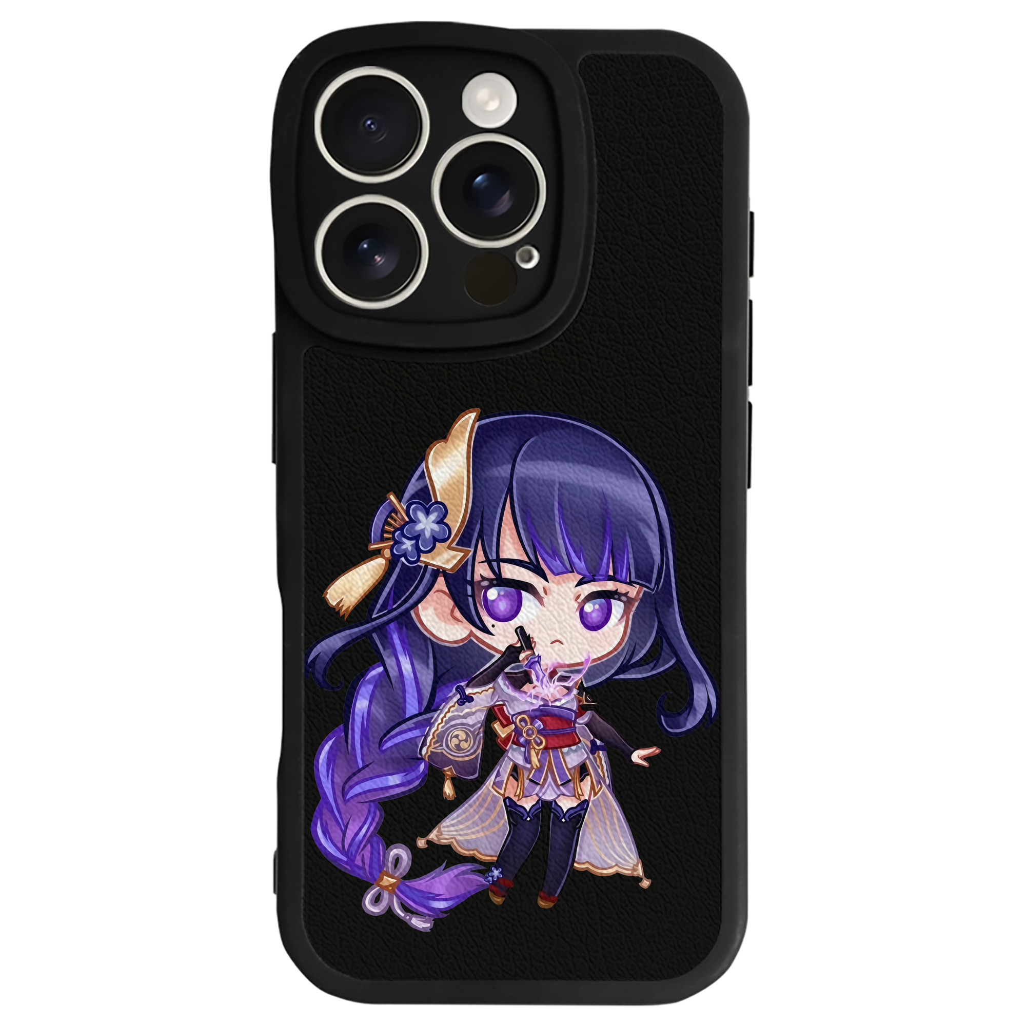 げんし神 雷電将軍 らいでんしょうぐん genshin Raiden Shogun 【iPhone 16シリーズ対応】シリコンスマホケース（レザー調） 材質：シリコン